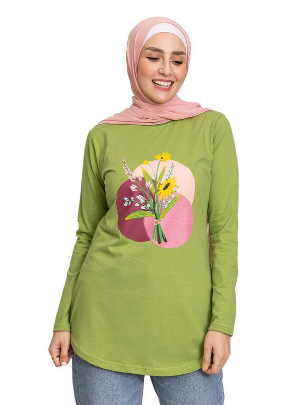 Foliage Printed Long - Sleeve Design 47 - Khotwh